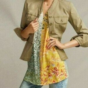 CAbi Women's Golden Glow Sleeveless Floral Print Tank Blouse Multicolor Tunic